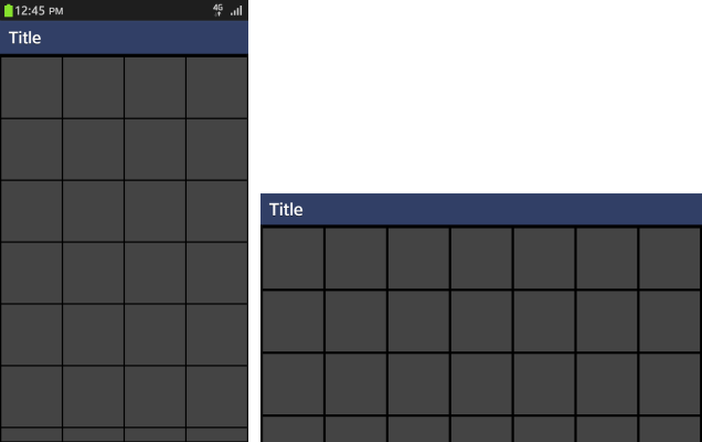 Screen orientation with a grid view