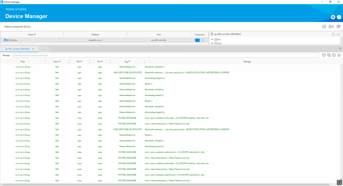 Device Manager and When launch bluetoothleservice, can this logs